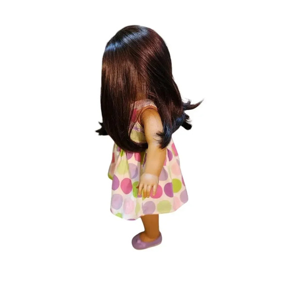American Girl Doll Brown Hair W/ Colorful Dress 18" Dress w/ Shoes Flawed - Picture 5 of 12